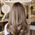 Femme avec des cheveux blonds lumineux et texturés pour l'été 2024.