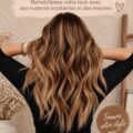 Femme avec une coupe de cheveux bruns aux teintes vibrantes au printemps