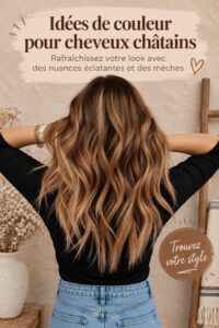 Femme avec une coupe de cheveux bruns aux teintes vibrantes au printemps