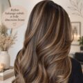Femme aux cheveux châtain avec balayage doux dans un cadre estival