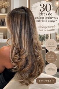 Femme avec une coupe de cheveux bronde subtile, affichant des reflets doux.
