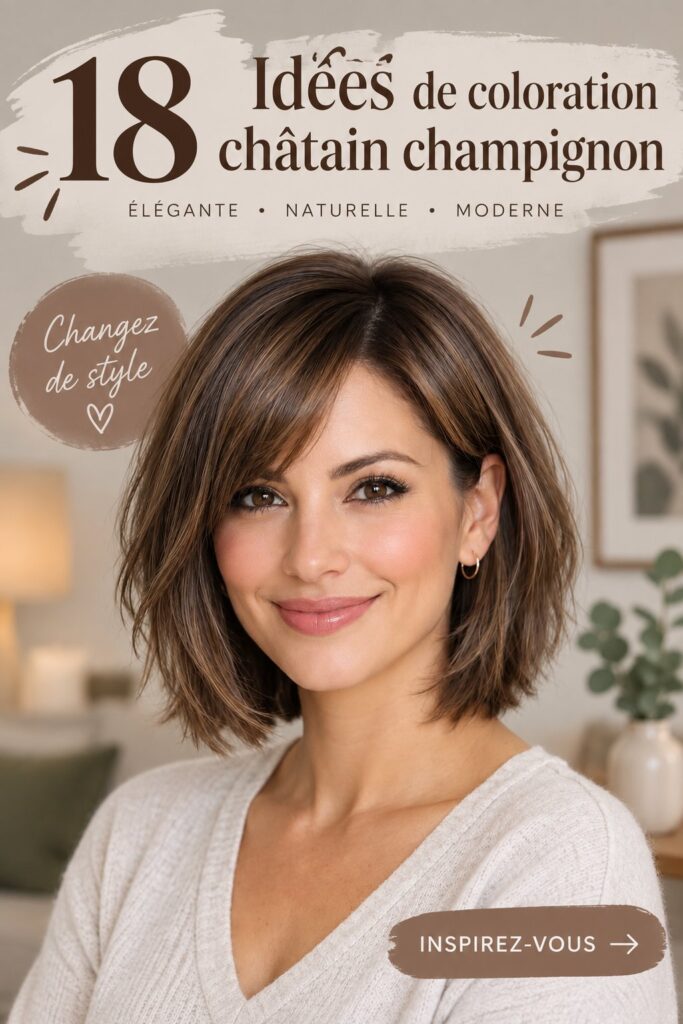 Des cheveux marron champignon sublimes avec des reflets cheveux brillants.
