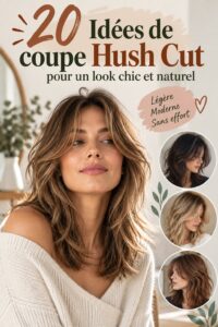 Une femme avec une coupe Hush Cut stylée et moderne, mettant en valeur la texture de ses cheveux.