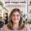 Femme avec une coupe de cheveux moderne pour visage rond.