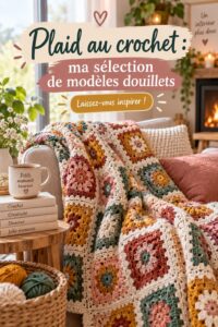 Plaid au crochet confortable posé sur un canapé, apportant une touche chaleureuse à la décoration intérieure.