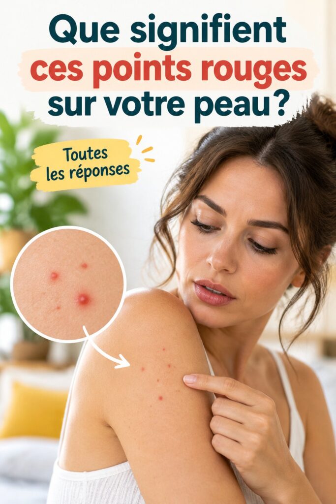 Image montrant des points rouges sur une peau humaine, illustrant les différentes significations possibles.