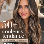 Femme avec une coiffure moderne et des clés de couleurs de cheveux brillantes