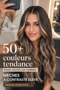 Femme avec une coiffure moderne et des clés de couleurs de cheveux brillantes