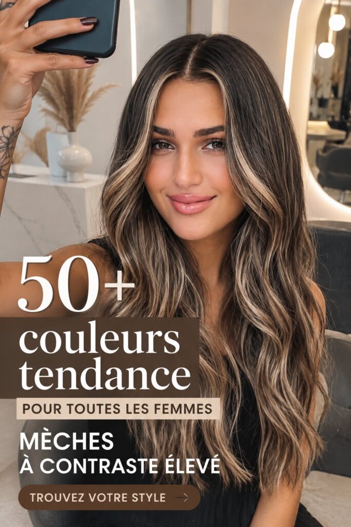 Femme avec une coiffure moderne et des clés de couleurs de cheveux brillantes
