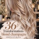 Avant-après d'une transformation capillaire en blond champagne