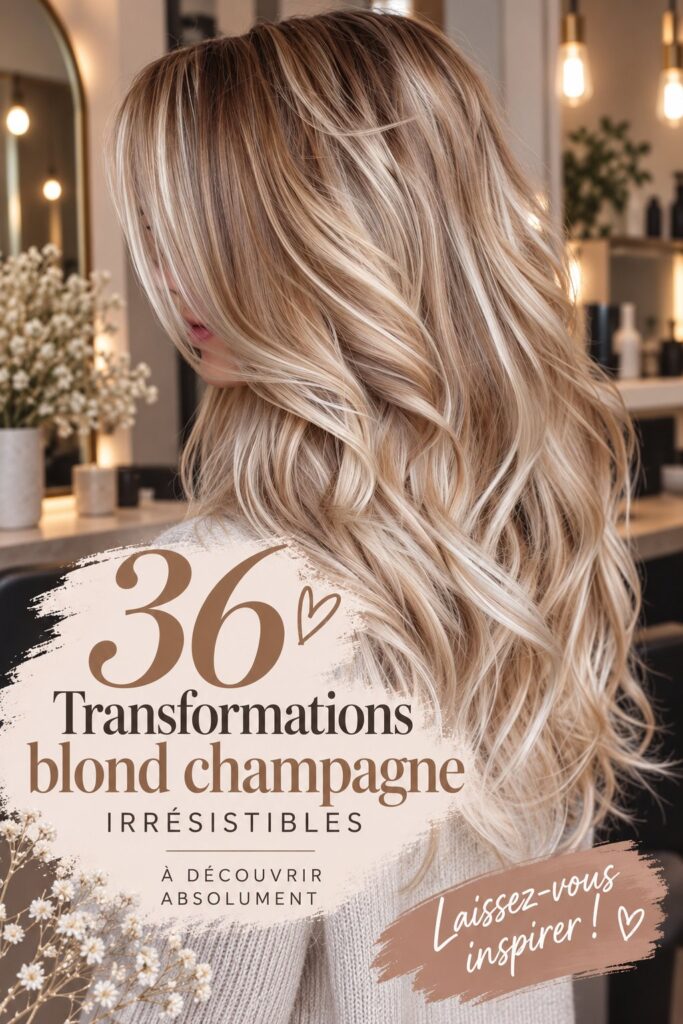 Avant-après d'une transformation capillaire en blond champagne