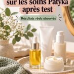 Un produit Patyka sur une tablette avec des plantes en arrière-plan, représentant la beauté naturelle