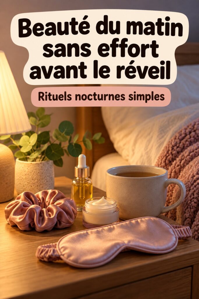 Femme se levant avec une peau éclatante le matin après une routine de beauté nocturne