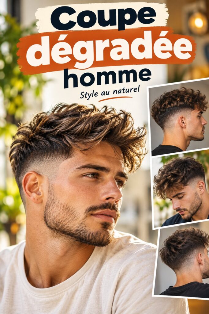 Homme avec une coupe dégradée moderne et stylée.