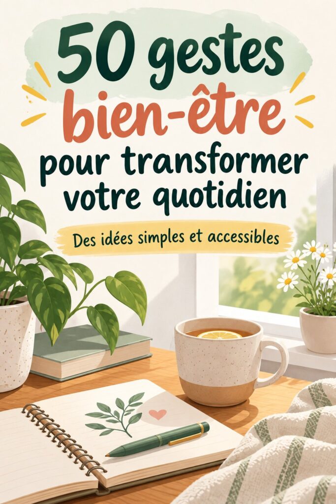 Un collage illustrant différents gestes bien-être pour améliorer le quotidien.