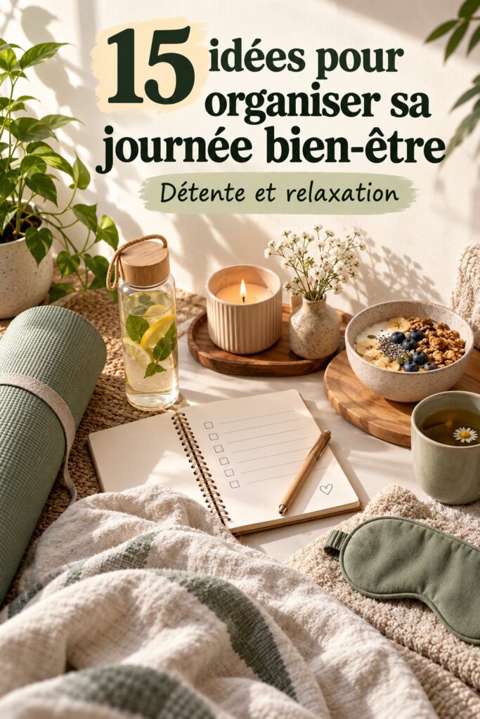 Présentation d'une journée bien-être avec des éléments de détente et beauté