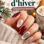 Des ongles d'hiver bleu avec motifs scintillants, parfaits pour la saison froide.