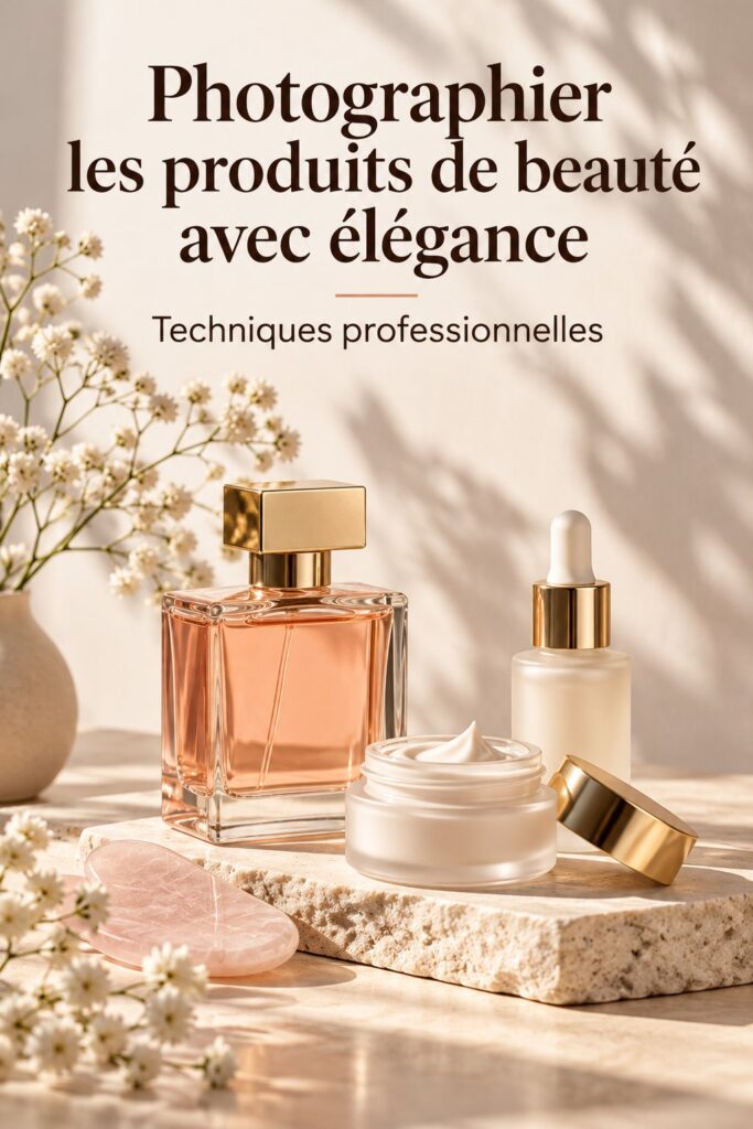 Photographie élégante de produits de beauté en flat lay