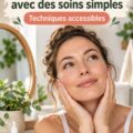 Femme appliquant des soins de la peau pour un effet anti-âge.