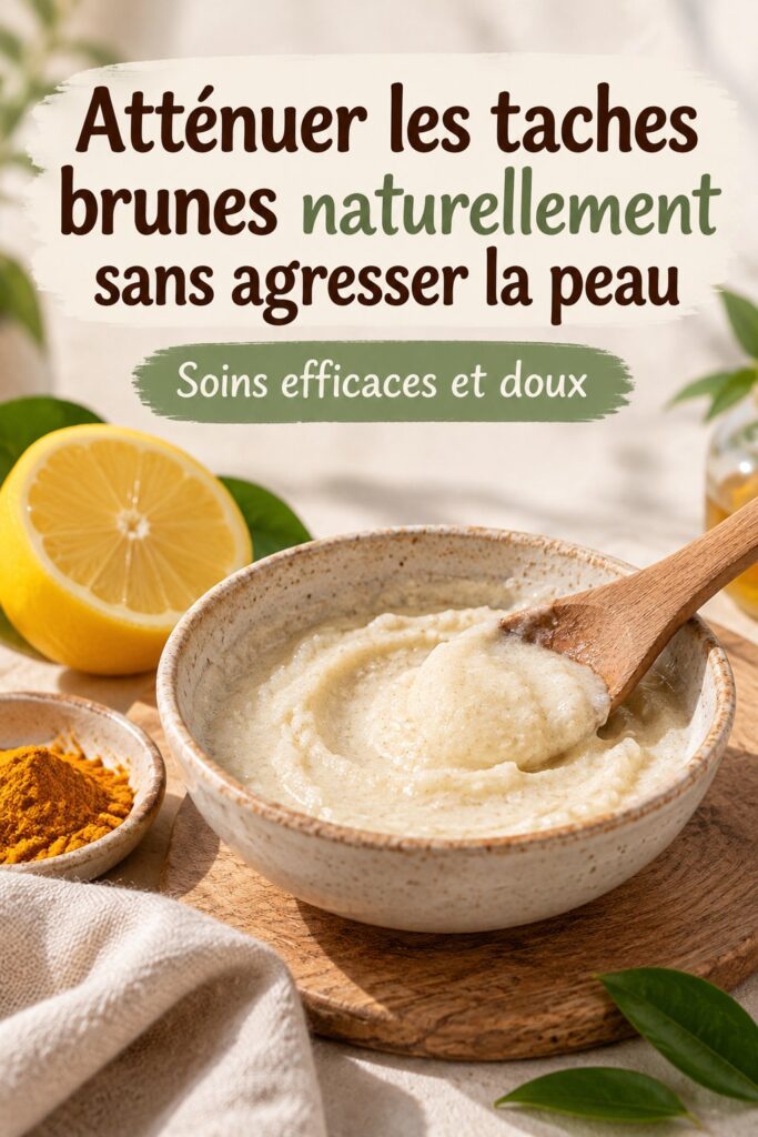Femme avec une peau lumineuse montrant l'absence de taches brunes, illustrant des soins doux et naturels