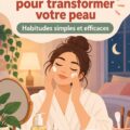 Rituels beauté du soir avec produits de soin sur une table de nuit