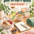 Image d'une personne méditant paisiblement le matin dans un environnement serein, symbole d'une routine matinale apaisante.