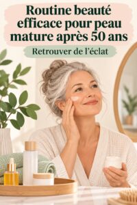 Femme de plus de 50 ans appliquant une crème sur son visage pour sa routine de soins.