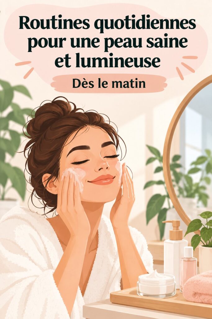 Femme avec une peau lumineuse appliquant une crème hydratante dans sa routine beauté