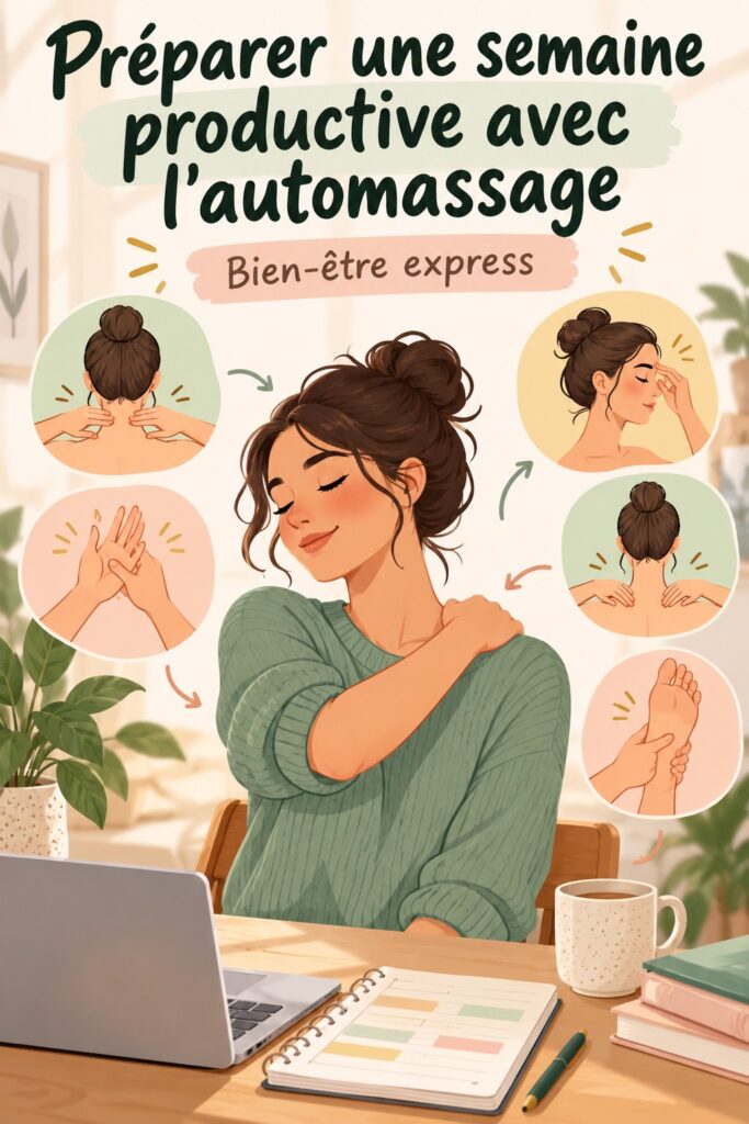 Femme pratiquant l'automassage pour une semaine positive et productive.