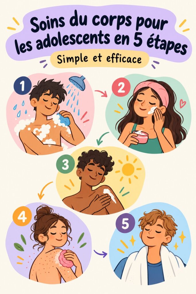 Jeune adolescente appliquant une crème hydratante sur sa peau dans une routine de soins du corps.