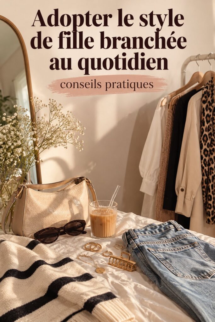 Jeune femme arborant un style 'It Girl' avec une coiffure tendance et des vêtements élégants.