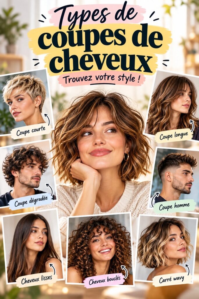 Montage de différentes coupes de cheveux modernes et tendance